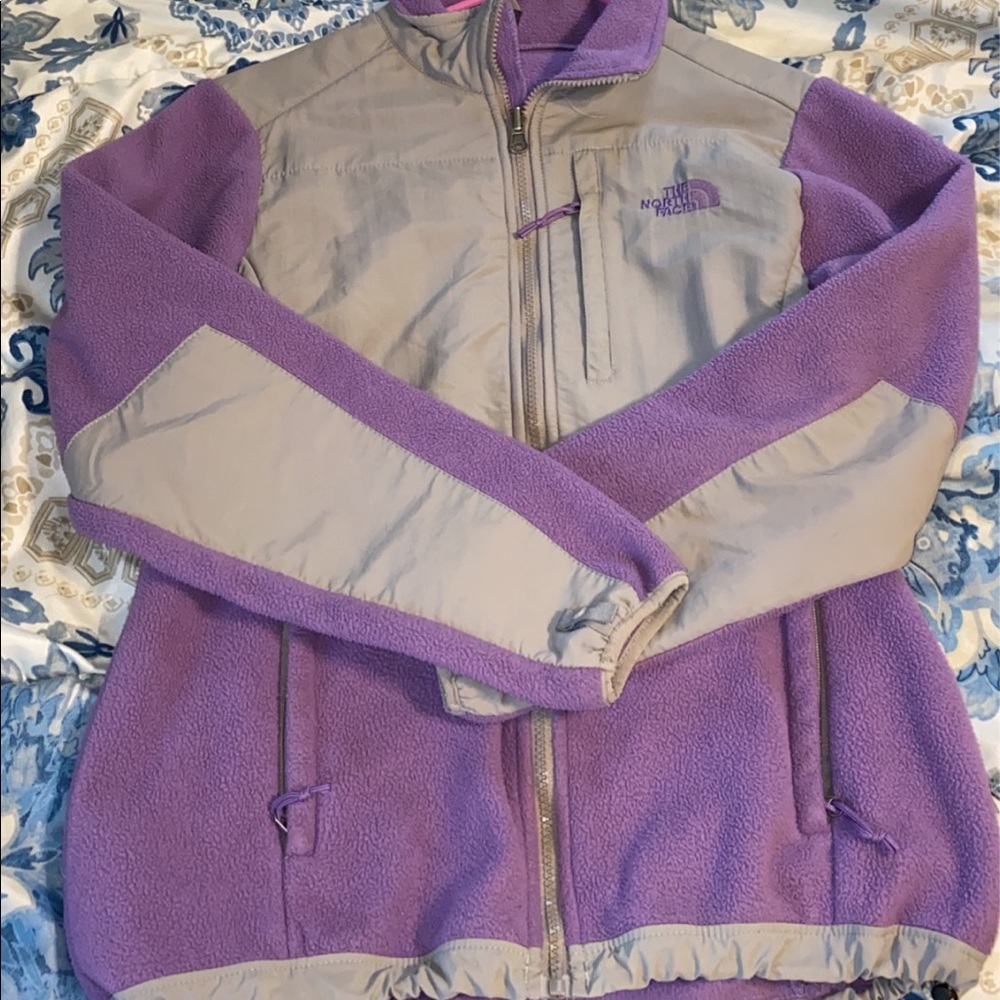 Purple and gray color block north face